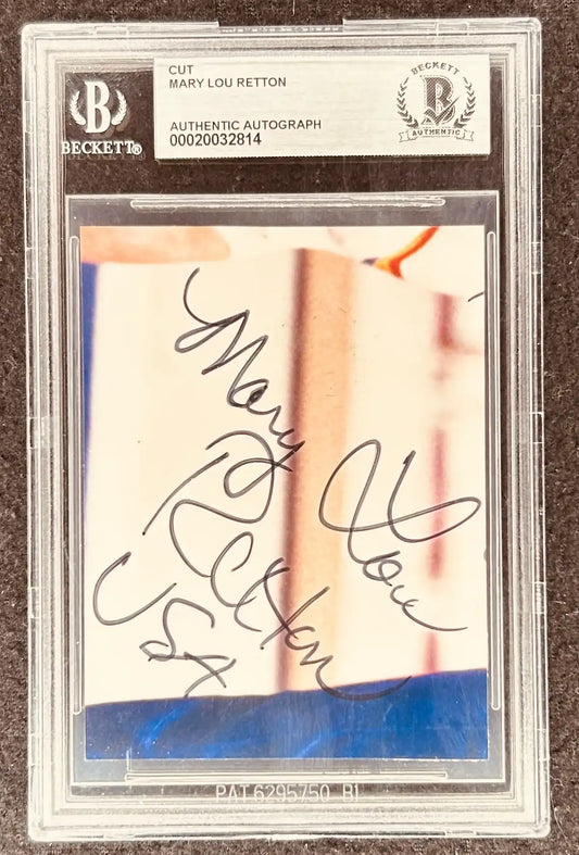 Mary Lou Retton authentic signed cut autograph card in Beckett case