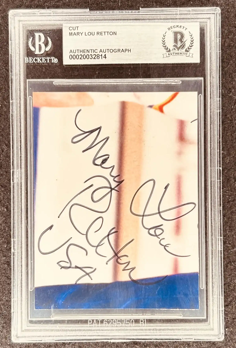 Mary Lou Retton authentic signed cut autograph card in Beckett case