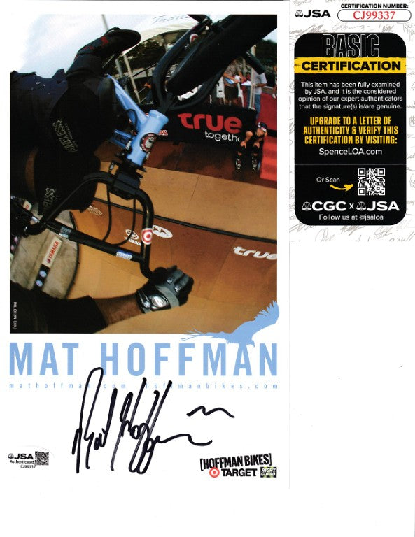 Mat Hoffman signed BMX stunt photo with JSA authentication certificate