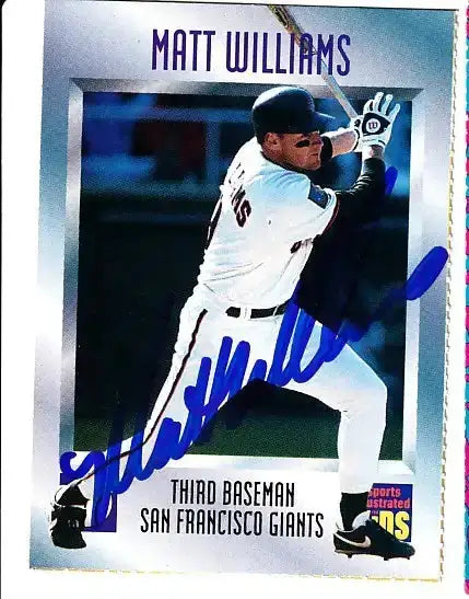 Matt Williams autographed SI for Kids card - third baseman for the San Francisco Giants, signed in blue Sharpie