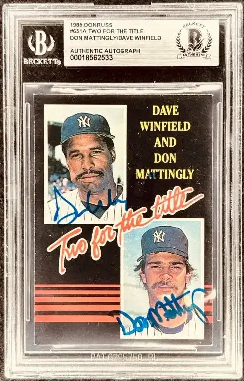 Don Mattingly Dave Winfield signed Yankees 2 for the Title 1985 Donruss card BAS - AutographsForSale.com