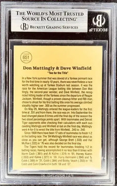 Don Mattingly Dave Winfield signed Yankees 2 for the Title 1985 Donruss card BAS - AutographsForSale.com