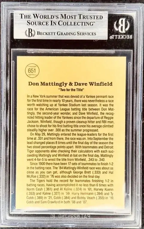 Don Mattingly Dave Winfield signed Yankees 2 for the Title 1985 Donruss card BAS - AutographsForSale.com