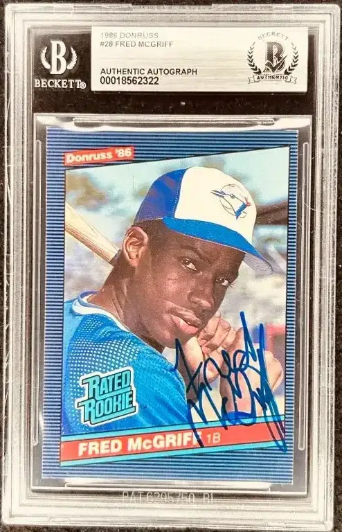 Fred McGriff autographed Blue Jays 1986 Donruss Rated Rookie Card BAS - AutographsForSale.com