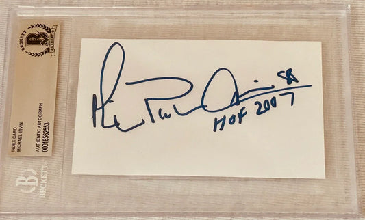 Michael Irvin autographed 3x5 index card BAS slabbed Dallas Cowboys - AutographsForSale.com