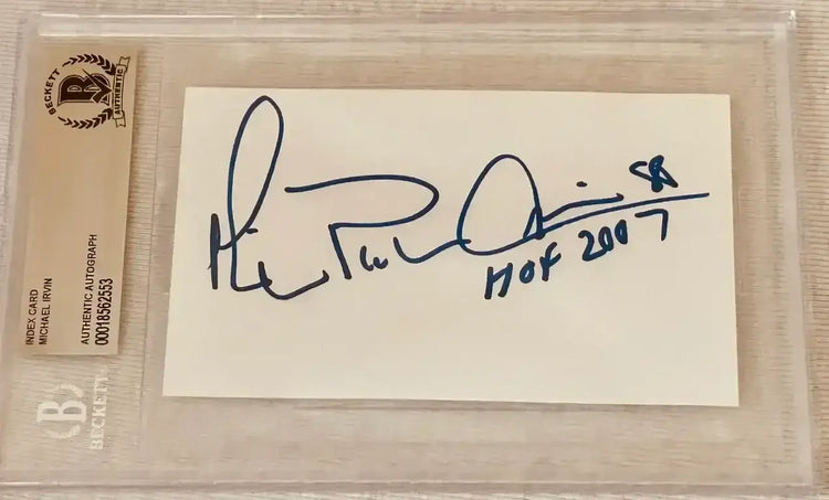 Michael Irvin autographed 3x5 index card BAS slabbed Dallas Cowboys - AutographsForSale.com