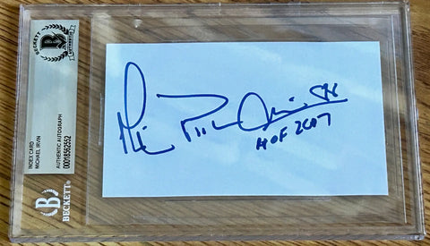 Michael Irvin autographed index card BAS slab Dallas Cowboys - AutographsForSale.com