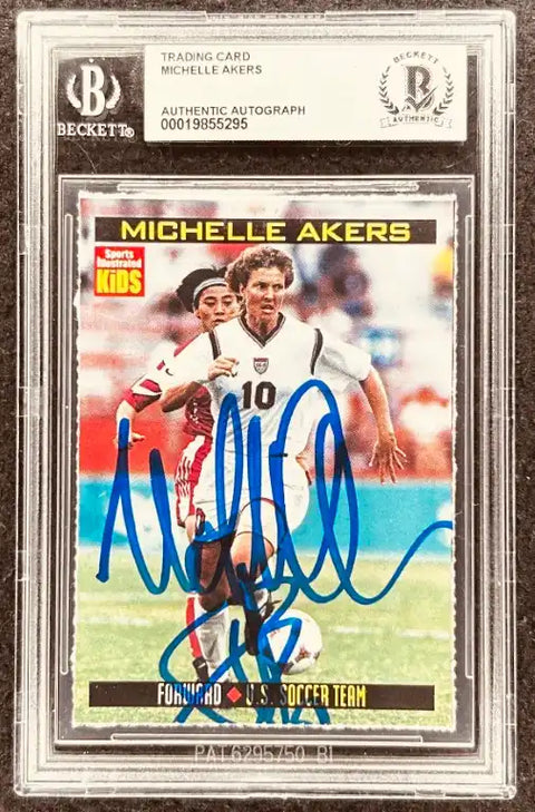 Michelle Akers autographed soccer trading card, Beckett authenticated, U.S. Soccer Team