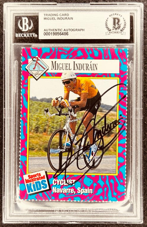 Miguel Indurain autographed cycling trading card, signed memorabilia from Navarre, Spain