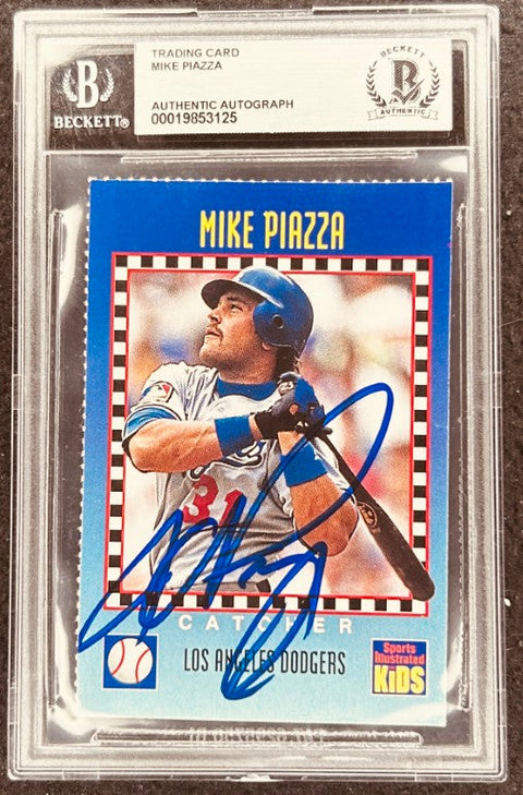 Mike Piazza signed Dodgers 1994 SI for Kids card BAS