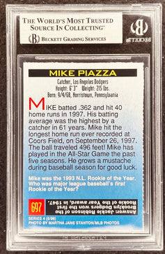 Mike Piazza signed Dodgers 1998 SI for Kids card BAS (back)