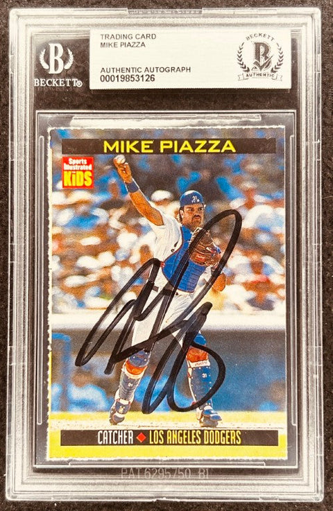 Mike Piazza signed Dodgers 1998 SI for Kids card BAS