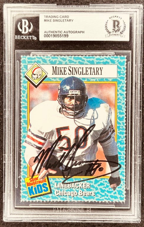 Mike Singletary signed Bears 1989 SI for Kids card BAS