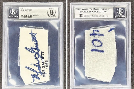 Beckett slabbed Mike Garrett 1965 signed memorabilia cut autograph with inscription