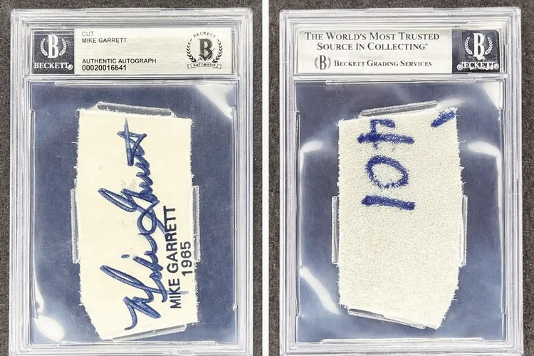 Beckett slabbed Mike Garrett 1965 signed memorabilia cut autograph with inscription