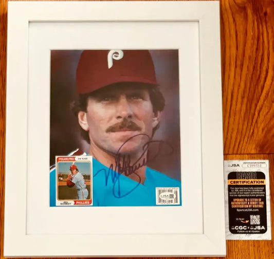 Mike Schmidt signed Phillies Beckett Baseball photo framed JSA - AutographsForSale.com