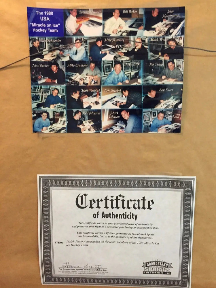 1980 Miracle on Ice Team signed 2002 Olympic 16x20 photo framed - AutographsForSale.com