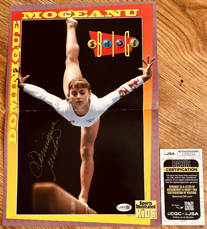 Dominique Moceanu signed gymnastics poster with JSA authentication, Sports Illustrated Kids