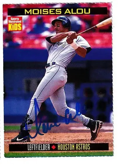Moises Alou autographed SI for Kids card - outfielder for the Houston Astros, signed in blue Sharpie