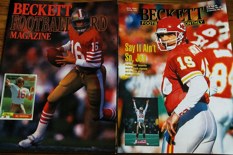 2 Joe Montana 49ers & Chiefs Beckett Football magazines - AutographsForSale.com