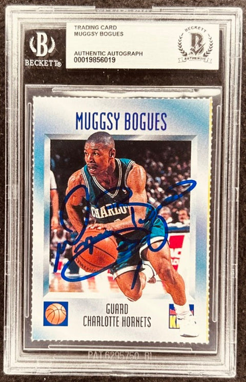 Muggsy Bogues signed Hornets 1995 SI for Kids card BAS