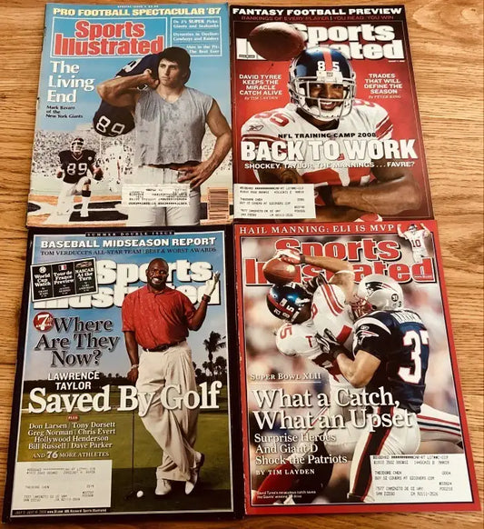 4 NY Giants Sports Illustrated issues Mark Bavaro Lawrence Taylor David Tyree - AutographsForSale.com