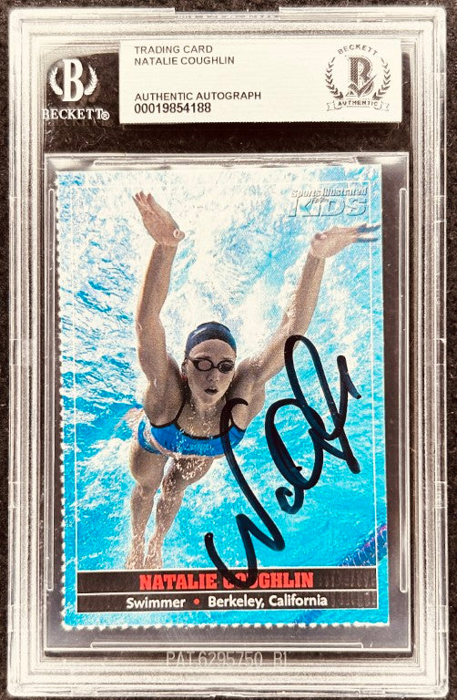 Natalie Coughlin autographed trading card, swimmer in action, Beckett authenticated