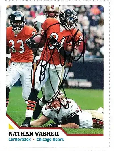 Nathan Vasher autographed SI for Kids card - cornerback for the Chicago Bears, signed in blue Sharpie