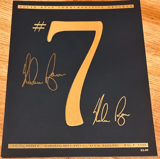 Nolan Ryan signed Texas Rangers 7th No-Hitter commemorative program JSA - AutographsForSale.com