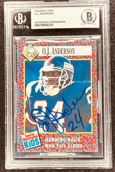 OJ Anderson signed Giants 1991 SI for Kids card BAS