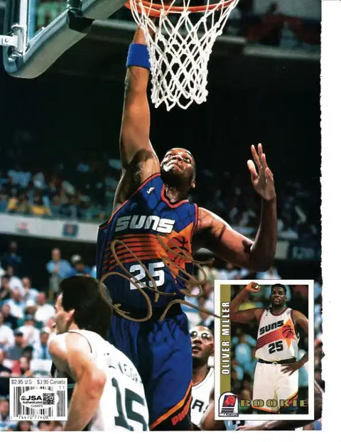Oliver Miller Phoenix Suns NBA autographed photo with rookie card inset, authenticated JSA