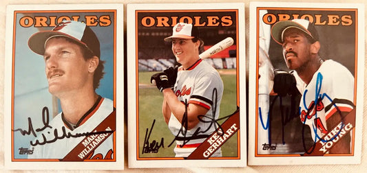 Ken Gerhart Mark Williamson Mike Young signed Orioles 1988 Topps cards - AutographsForSale.com