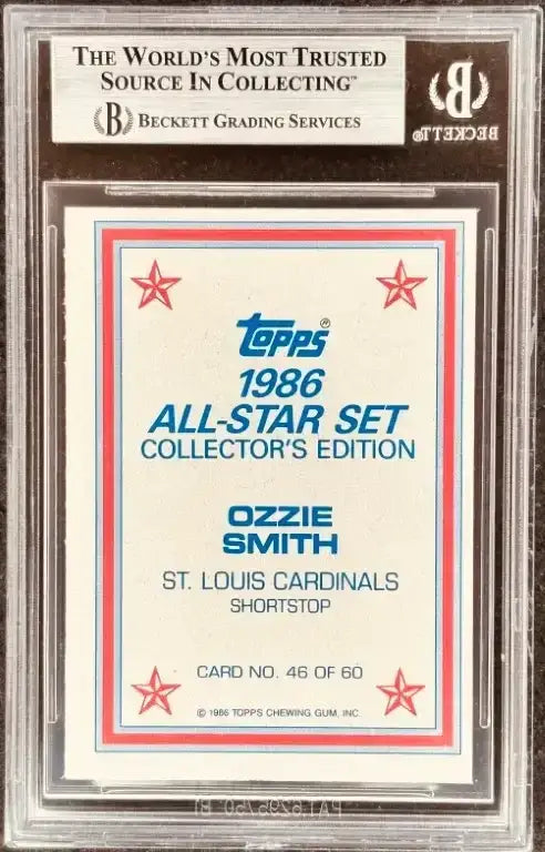 Ozzie Smith signed St Louis Cardinals 1986 Topps Glossy All-Star card (BAS) - AutographsForSale.com