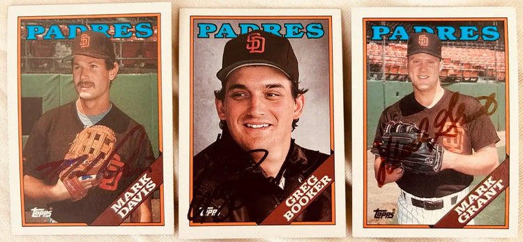 Mark Davis Mark Grant Greg Booker signed Padres 1988 Topps cards - AutographsForSale.com