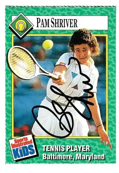 Pam Shriver autographed SI for Kids card - tennis player, signed in blue Sharpie