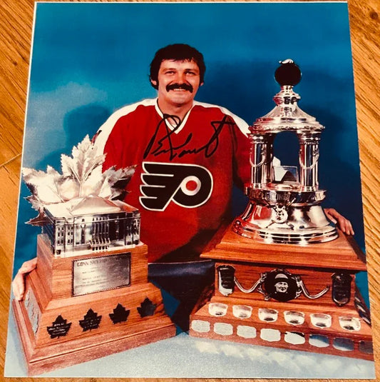 Bernie Parent signed Flyers 8x10 Conn Smythe & Vezina Trophy photo - AutographsForSale.com