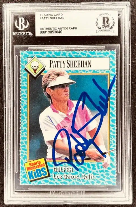 Patty Sheehan signed golf trading card, authenticated by Beckett, Sports Illustrated Kids edition