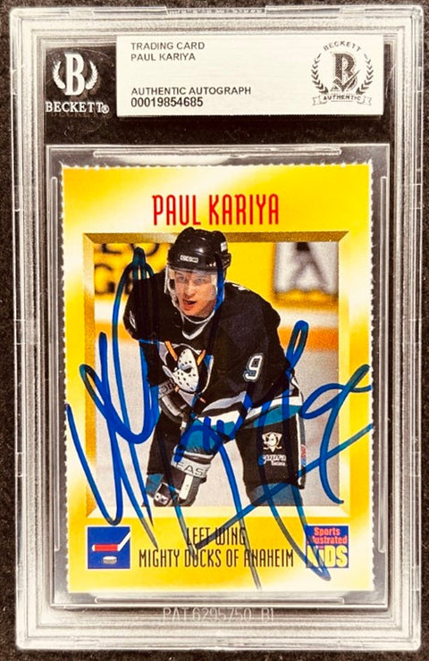Paul Kariya signed Ducks 1995 SI for Kids card BAS