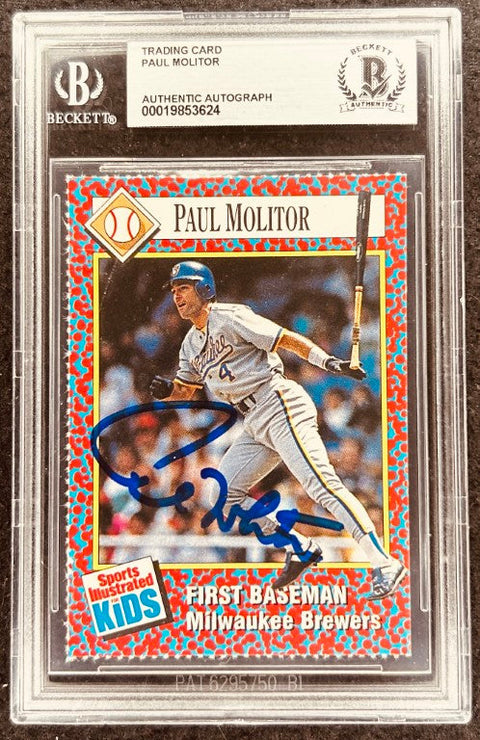 Paul Molitor signed Brewers 1991 SI for Kids card BAS