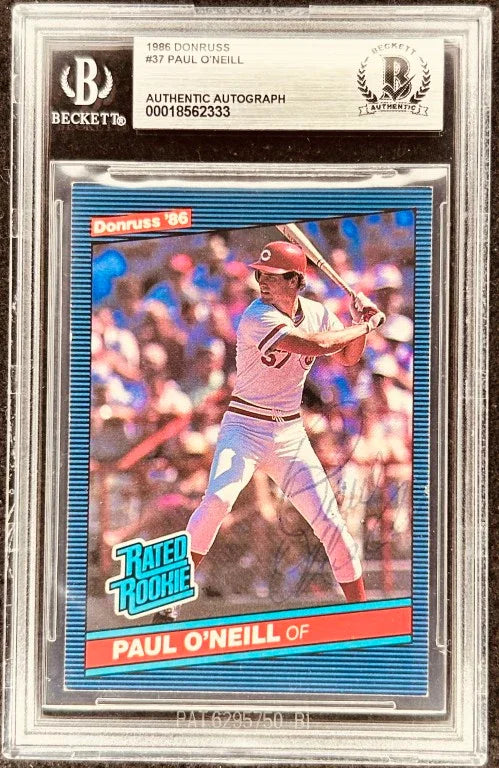 Paul O'Neill autographed Cincinnati Reds 1986 Donruss Rookie Card BAS - AutographsForSale.com