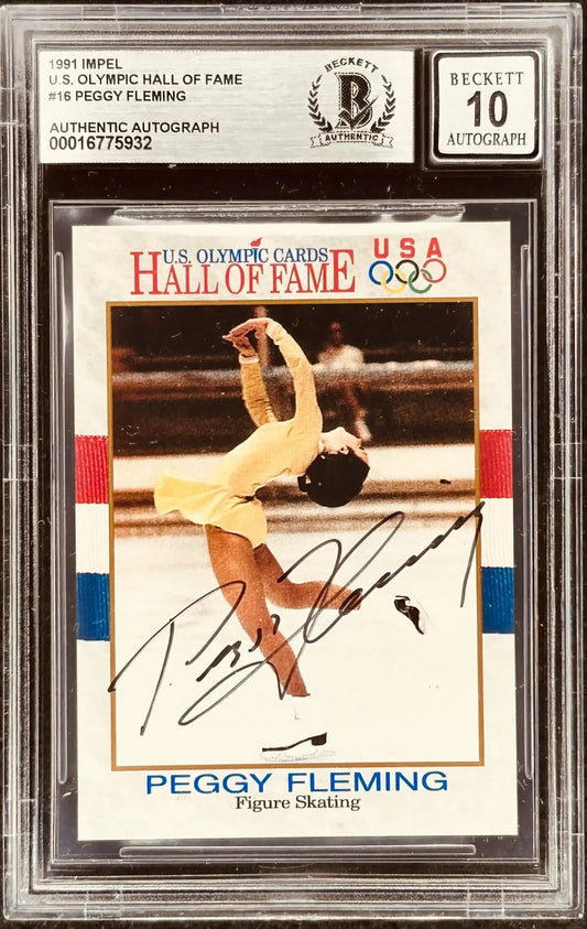 Peggy Fleming signed 1991 US Olympic Hall of Fame ice skating card BAS certified grade 10 - AutographsForSale.com