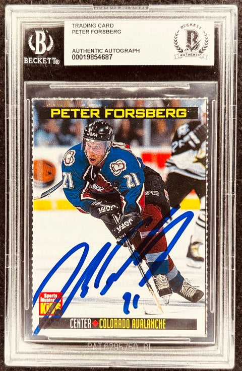 Peter Forsberg signed Avalanche 1998 SI for Kids card BAS