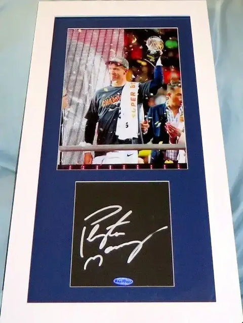 Peyton Manning signed UDA mat framed w/ Broncos Super Bowl 50 8x10 photo - AutographsForSale.com