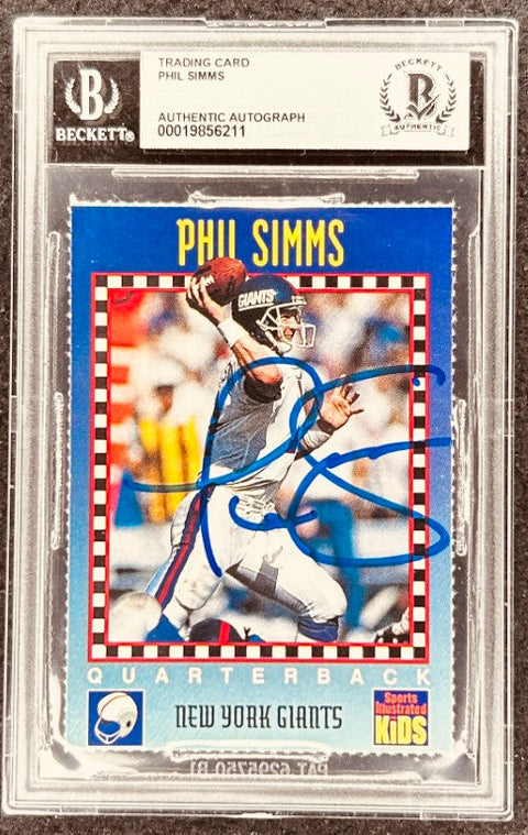 Phil Simms signed NY Giants 1994 SI for Kids card BAS slab - AutographsForSale.com