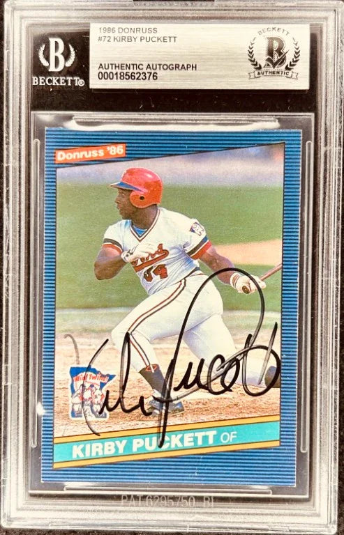 Kirby Puckett autographed Twins 1986 Donruss card BAS slabbed - AutographsForSale.com
