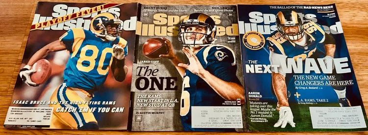 3 Rams Sports Illustrated magazines Isaac Bruce Aaron Donald Jared Goff - AutographsForSale.com