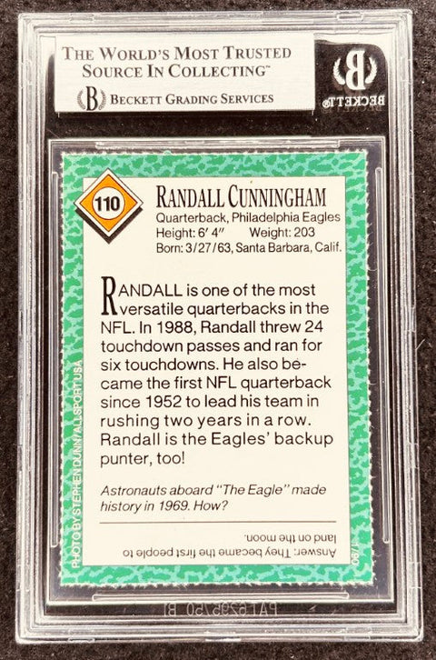 Randall Cunningham signed Eagles 1990 SI for Kids card BAS slab - AutographsForSale.com