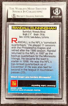 Randall Cunningham signed Vikings 1999 SI for Kids card BAS slab - AutographsForSale.com