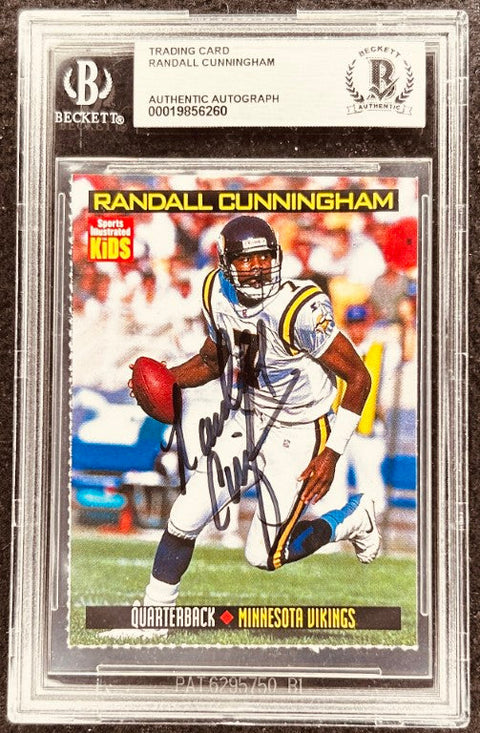 Randall Cunningham signed Vikings 1999 SI for Kids card BAS