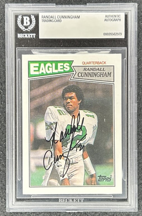 Randall Cunningham signed Eagles 1987 Topps Rookie Card BAS slab - AutographsForSale.com